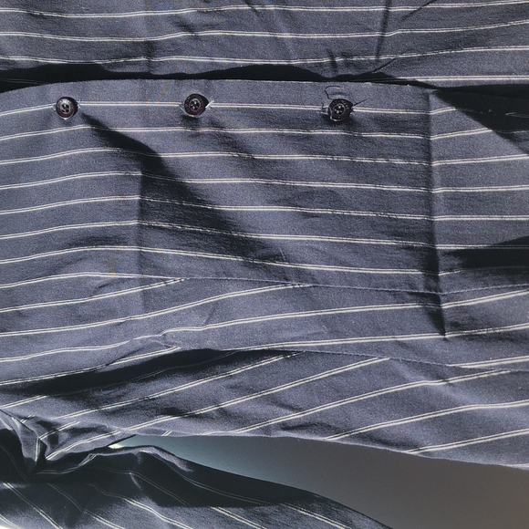 Vintage Zara Fitted Navy Striped Shirt - Picture 2 of 6